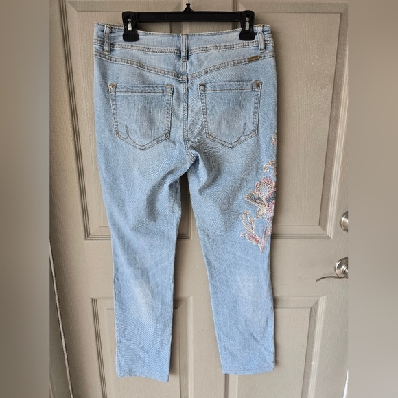 Inc International Jeans Women Sz 6 Blue 32×28 High Rise Embroidered Straight - Picture 10 of 15